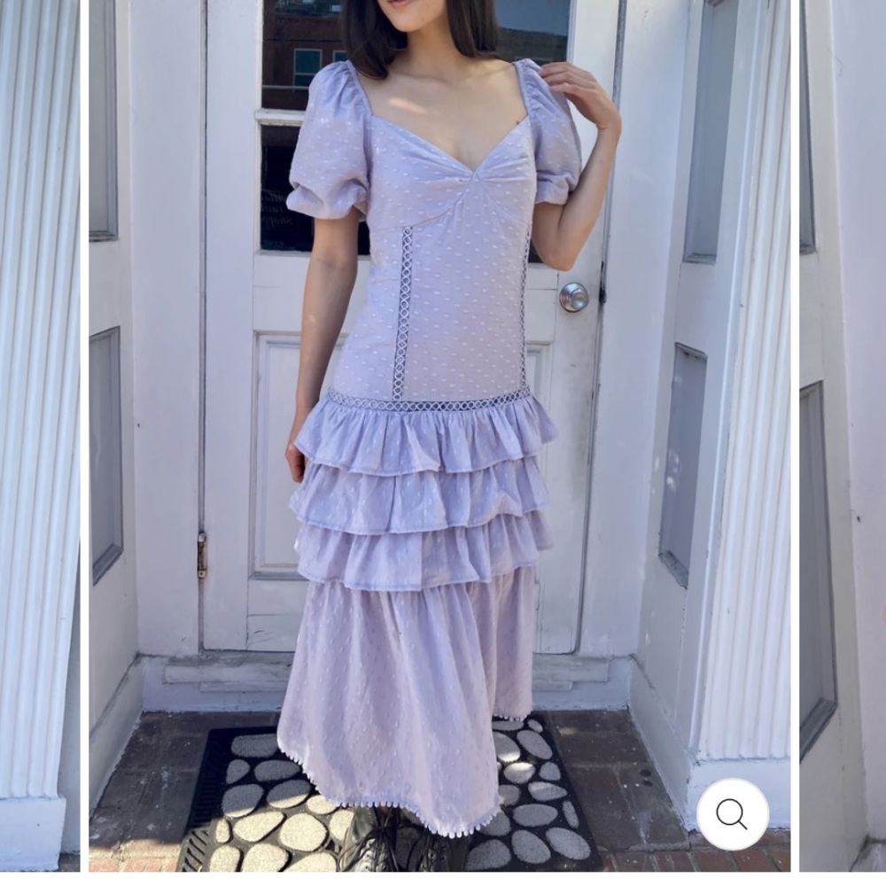 KEEN the Label Lavender Tiered Midi Dress Small